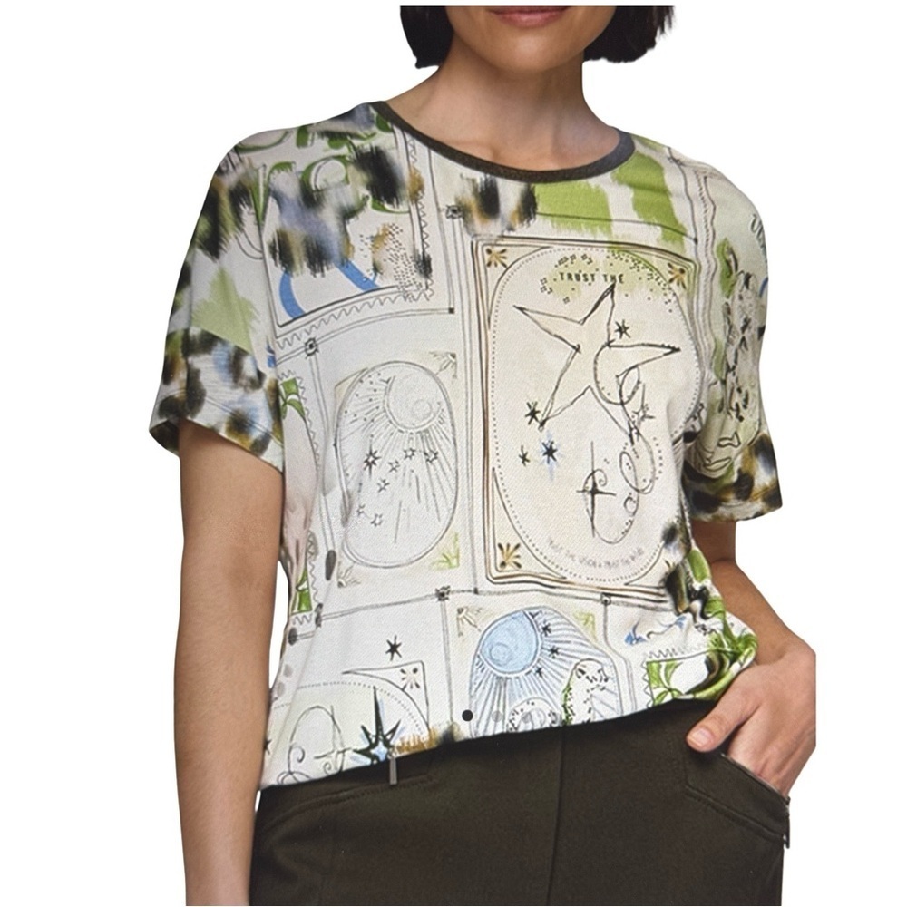 Rabe Animal Print Tarot Card T-Shirt, Green Multi.